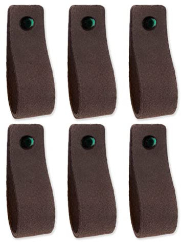 Brute Strength - Ledergriffe für Möbel - Wildleder - Grau - 12 Stück - 16,5 x 2,5 cm - Schrankgriff, Türgriff für Küche, Bad, Schränke, Kommode, Holz
