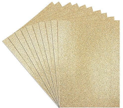 Piastrine in gomma espansa con glitter, DIN A4, 2 mm, 10 fogli, ideali per il fai da te (oro)