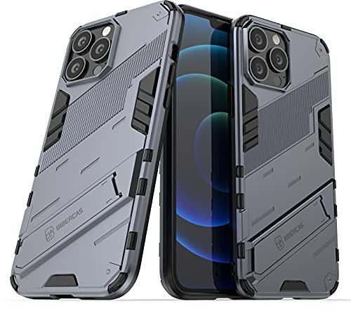 LOLFZ Case for iPhone 13 Pro Max, Armor Case with Stand Military Grade Protection Impact-Resistant Bumper Mobile Phone Cover for Apple iPhone 13 Pro Max (6.7 Inch) - Grey