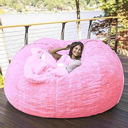 Riesiger Pelz-Sitzsack - 5/6/7ft Sitzsack Bezug, Sofa Stuhl Weiches Flauschiges Fell Tragbares Fauler Schlafsofabezug für Zuhause Garten Lounge Wohnzimmer