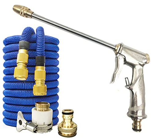 Garden Hose Expandable Flexible Water Hose High Pressure Power Washer Handy Pipe With Spray Gun Blue 50FT-15M Extended
