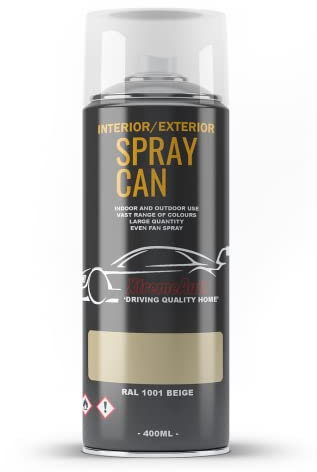 Xtremeauto Spray Paint Finish For Indoor And Outdoor Use Garden Cars Home Kitchen Bathroom Furniture Art Craft Bikes Radiators Metal Wood Plastic Glass UPVC Stone PVC RAL 1001 Beige