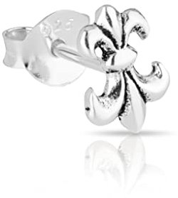 NKlaus Einzel Lilie Motiv Ohrstecker Damen aus 925 Sterling Silber Gothic Ohrringe 3134