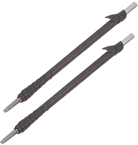 sourcing map Madera Cinceles Cuchillo, 3mm Tungsteno Carburo Plano Punta Talla Carpintería Manual Herramienta 150mm (6 Pulgadas) Longitud con Cuero Tela Mango, 2 Piezas