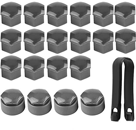 20 Stücke Radschrauben Kappen, Universal 17mm Kunststoff Nut Abdeckkappe Schraube Auto Mutter Deckel mit Entfernung Werkzeug Radbolzen Schutz Cover Radmuttern (grau)