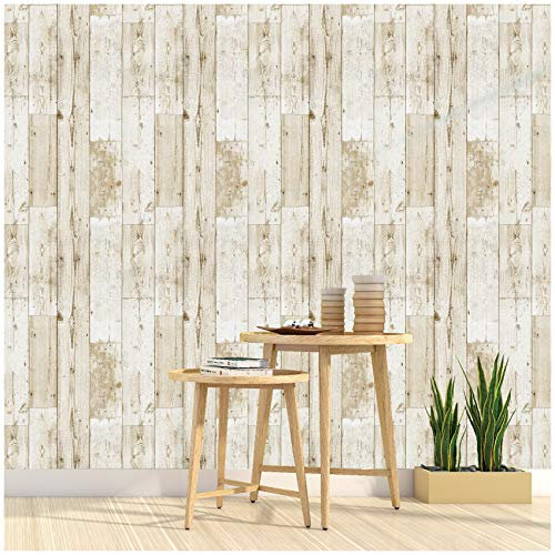 FENTIS Wood Panel Wallpaper Light Brown Peel and Stick Contact Paper Self Adhesive Vinyl Wrap Sticky Back Plastic Roll for Wall Tables Cabinets Doors Bedroom 44.5x500cm