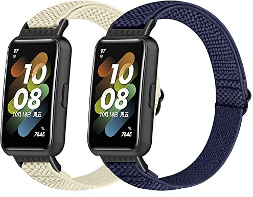 Huamanlou Lot de 2 bracelets élastiques compatibles avec Huawei Band 7 en nylon réglables Bracelet de rechange pour bracelet de sport femme homme pour Huawei Band 7, nylon.