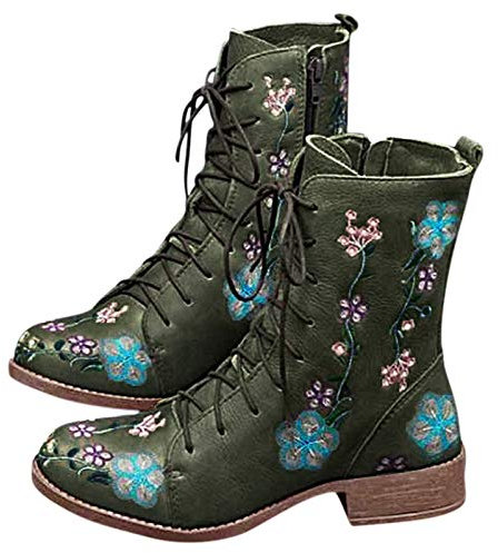Dasongff Stivaletti Tacchi con zeppa da donna stivali indiani con frange donna caviglia pantofole invernali stivali Chelsea stivali donna nero piatto stivali moto donna stivali invernali, verde, 42 EU