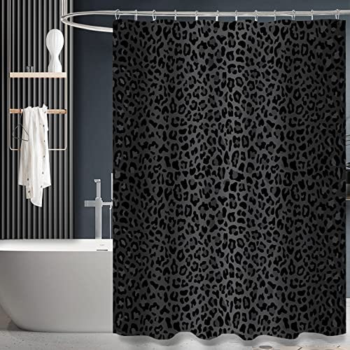ZTTXL Rideau de douche (152,4 x 182,9 cm), imprimé léopard noir, tissu polyester, imperméable, style moderne, salle de bain