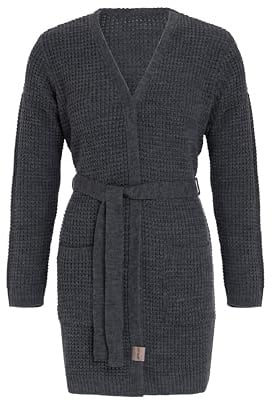 KNIT FACTORY - Robin Strickjacke | Damen Strickjacken mit Taschen - Cardigan mit Wolle - Grobstrickjacke - Oberschenkelhöhe - Hochwertige QualitÃ¤t
