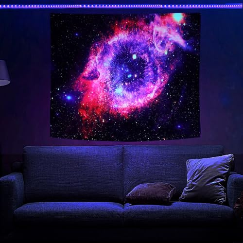PSYHILAR Schwarzlicht-Poster für Erwachsene und Jugendliche, Galaxie-Schwarzlicht-Weltraum-Wandteppich für Schlafzimmer, UV-reaktive violette Sterne (200 x 150 cm)