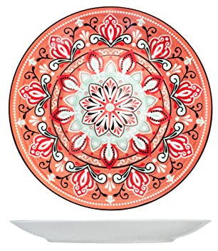 Royal Norfolk Jaipur - Juego de 12 platos llanos, porcelana, rojo, 27 cm