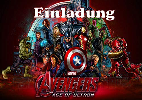 ich 12 Einladungskarten & 12 Umschläge für Geburtstag Partys und Kindergeburtstag The Avengers Nr. 2