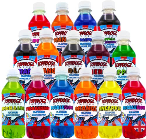 Slush Puppy Machine Compatible Snow Cone Syrup – 15 x 250ml Party Pack | ninja slushi, Slushie, Slushy Puppie & Shaved Ice Flavours | No Glycerol, Artificial Sweeteners or any unnecesary additives