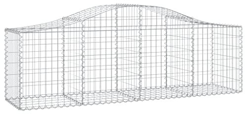 vidaXL Gabione mit Hochbogen 4 STK., Steinkorb Drahtkorb Dekorativ, Gabionenkörbe Verstärkte Gabionenhaken, Gabionenwand Gabionen Zaun Garten, Verzinktes Eisen