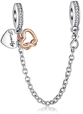 Alstiva Familie Herz Komfortkette-Charm 925 Sterling Silber 5A Zirkonia Charm Anhänger für Armband Charm Bead Pendant für Europäische Armbänder Halsketten Schmuck Geschenk für Damen Frauen