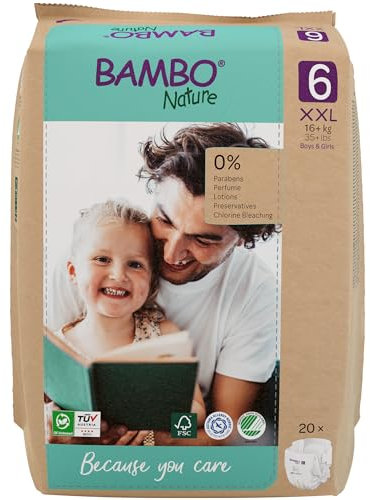 Bambo Nature Baby Windeln Größe 6 (16+kg) 20 Stück | Premium Diapers mit verbesserter Auslaufsicherheit | Ultimativen Komfort & Freiheit für Aktive Kinder, Dermatologisch getestet Nappies