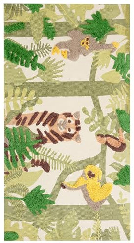 Beliani Kinderteppich Baumwolle grün/bunt 80 x 150 cm Dschungelmotiv Kinderzimmer Janhto