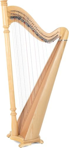 Classic Cantabile P-38 Hakenharfe - Einsteiger-Harfe mit 38 Saiten - In Es-Dur gestimmt - Mit Halbtonmechanik - Aus Esche, Buche und Fichte gefertigt - Tasche und 2 Stimmschlüssel - Höhe: 152 cm