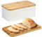 OUTSHINE White Bread Bin With Cutting Board Lid for Kitchen Countertop - Cream Bread Box, Small Storage Container
