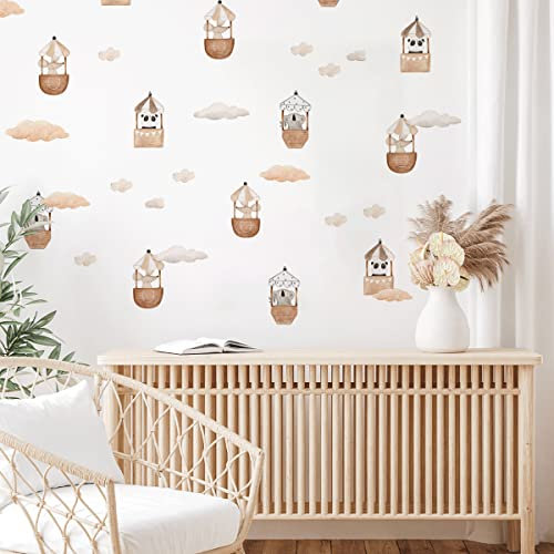 Mica-Mica Wandtattoo Kinderzimmer | Heißluftballons mit Tieren | Wanddeko Kinderzimmer | Babyzimmer | Wandsticker | selbstklebend | PVC-frei