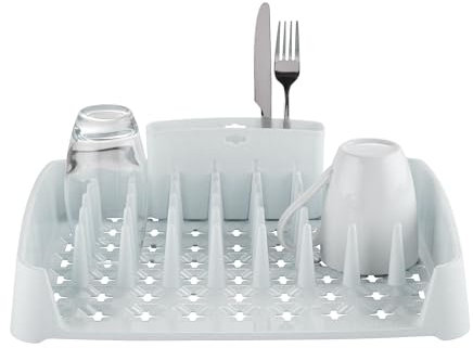 Minky Dish Drying Rack & Cutlery Holder, Space-Saving, Large Capacity for Kitchen Counter, Durable Drying Rack for Dishes and Utensils, Made in The UK (Speckled White)