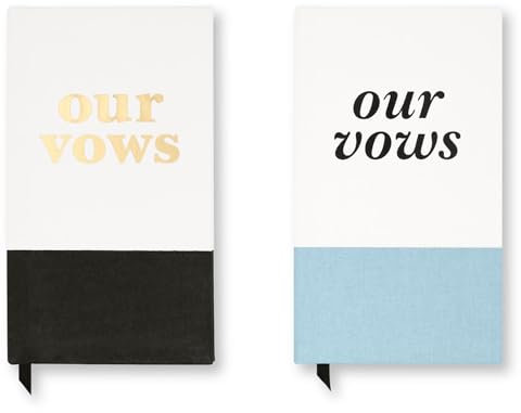 Kate Spade New York Our Vows Vow Hardcover 4 x 7 Notebook Journals with 80 Lined Pages, Set of 2 for Weddings, Blue and Black, Our Vows