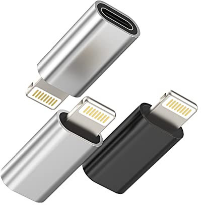 Adaptador Lightning macho a USB C hembra (paquete de 3) tipo C, puerto de carga para Apple iPhone 14, 13, 12, 11, Pro Max, Mini 7, 8 Plus, X, Xs Xr Se para iPad, convertidor de aire, conector de cable