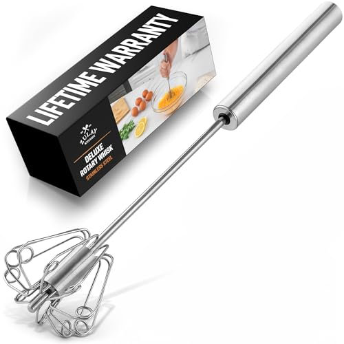Zulay Batidora de Huevos - Batidora de Empuje para Cocinar - Batidora de Huevos, Batidora Manual, Batidora Automática - Batidora de Mano para Cocina - Acero Inoxidable