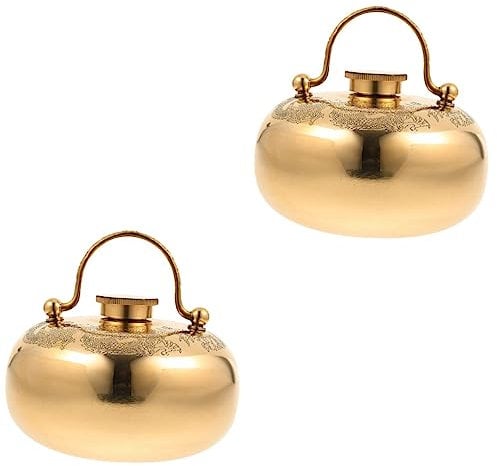 LeGDOr 2pcs Water Injection Hand Warmer Warm Water Bags Stainless Warmer Tea Kettle Body Hot Water Bottle Hand Warmer Bag Foot Warmer Copper Heating Pad Classical Office