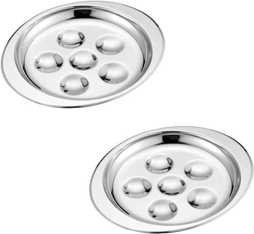 Theaque Lot de 2 assiettes à escargots pratiques en acier inoxydable à 6 trous pour hôtel, restaurant