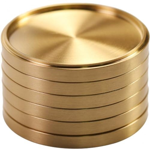 Abbdbd 6pcs Copper Tea Cushion Brass Cup Mat Food Serving Tray Home Candle Plate Tables Centerpieces Decoration for Kitchen