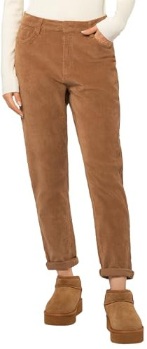 Eight 2 Nine Damen Cordhose, Hohe Taille, Mom-Fit, Lässiger Stil Brown L