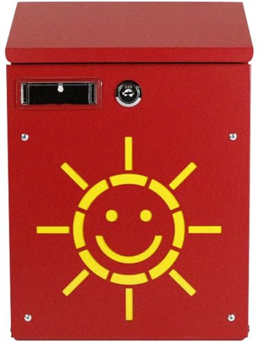 Sicherer Briefkasten zur Wandmontage mit Schlüsselschloss, Briefkästen zur Wandmontage für den Außenbereich, Metallbriefkästen für zu Hause, wasserdichte und rostfreie Briefkasten-Wandhalterung (rot)