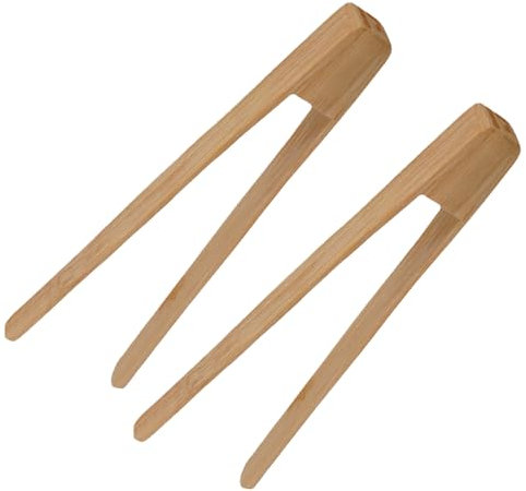 2 Stück Tongsholzzange,Pinzette,Grillzange Holz,Reusable Classic Bamboo Küche Bambus Zange Toast Tongs,Bambuszange Toastzange,Küchenzange zum Kochen,Brot,Früchtetee und Gurken,Gegrilltes Fleisch