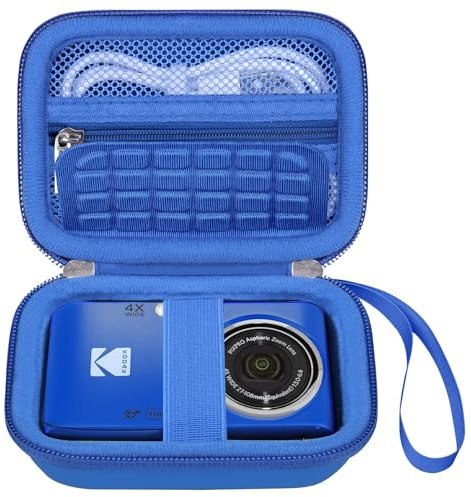 Elonbo Camera Carrying Case for Kodak PIXPRO FZ55 / FZ53 / FZ45 / FZ43 16MP Digital Camera, Vlogging Camera Storage Holder Trave Bag, Mesh Bag Fits Batteries, Cable, Memory Card, Blue