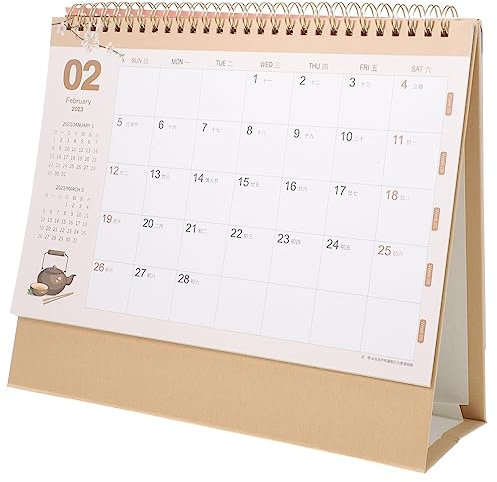 Angoily Desktop-Standkalender Business-Stehkalender groß Desktop-Kalender 2023 täglich Notwendigkeiten bürodeko büro dekoration monatlicher Tischkalender Tisch-Stehkalender Papier Blue