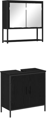 vidaXL Badezimmermöbel Set 2 pcs Schwarz 60 x 30 x 60 cm Holzwerkstoff, Badezimmer Aufbewahrung Set, moderner rechteckiger Schrank, schicke Lösungen, Elegantes Mobiliar für kleine Räume