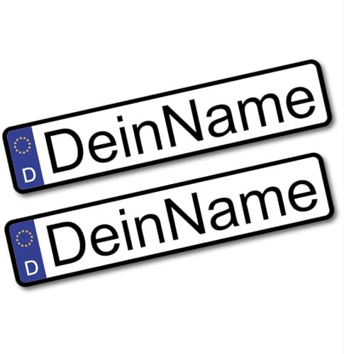 Wunsch-Kennzeichen Aufkleber 20x4 cm – personalisiert – wetterfest & UV-beständig – für Mähroboter, Saugroboter, Wischroboter, Kinderfahrzeuge, Roller & mehr – individueller Name/Text