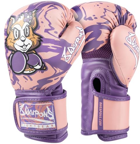 8 WEAPONS Boxhandschuhe Kinder, Jenny, Pink, Boxhandschuhe für Training und Wettkampf, Kunstleder, Perfekte Dämpfung für optimalen Schutz, Handschuhe für Muay Thai, K1, Boxen, MMA und Kickboxen