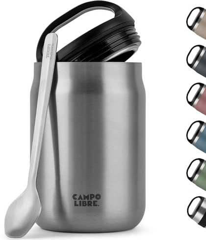 Campo Libre.® Food Flask 800ml – Thermos Lunch Box with Spoon, BPA-Free Hot & Cold Food Container for Soup, Porridge, Baby Food, Camping or School – Leakproof & Ideal for On-the-GO