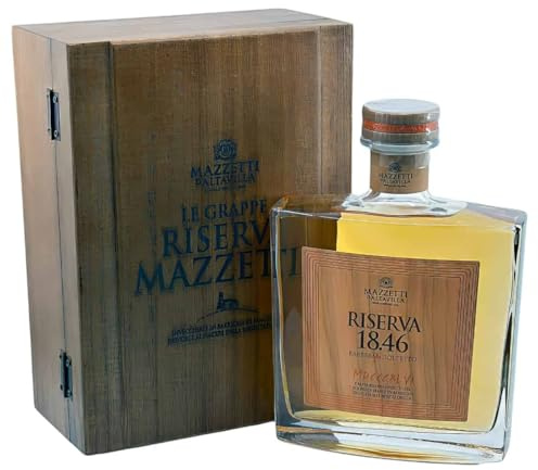 Mazzetti d’Altavilla Grappa Riserva 18.46 in einer Holzbox | Barbera & Dolcetto | Piemont | 0,7 l | 43 % Vol. | Allier & Kastanienfass gereift | Premium Grappa