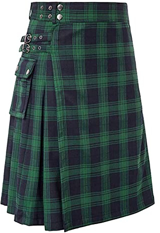 Générique Kilt Irlandais Homme, Kilt Ecossais avec Poches Costume Saint Patrick Gothique Tenue Steampunk Hakama Séchage Rapide Déguisement Irlandais Jupe Plissée Respirant Deguisement Carnaval
