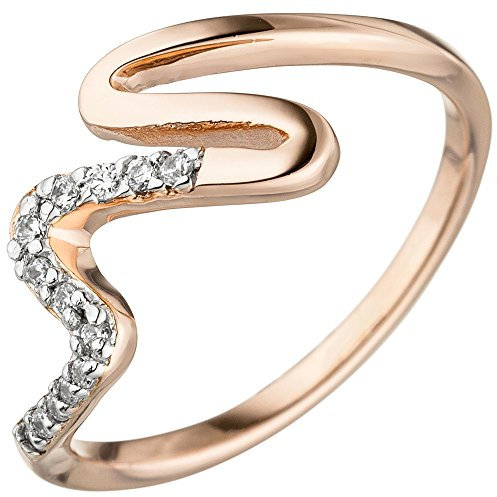 Schmuck Krone Ring mit weißen Zirkonia verschlungen 925 Silber Rotgold vergoldet Silberring, Ringgröße:Innenumfang 54mm ~ Ø17.2mm