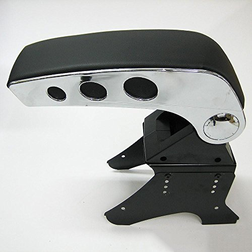 Universel Accoudoir Central Console Accessoire de Rangement et Repose-bras Cuir synthetique avec Compartiment Organiseur Piece Detachee d'Interieur de Voiture Noir et Chrome