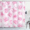 ABAKUHAUS Rose Duschvorhang, Blumengarten Victorian, Stoffliches Gewebe Badezimmerdekorationsset mit Haken, 175 x 180 cm, Soft Pink