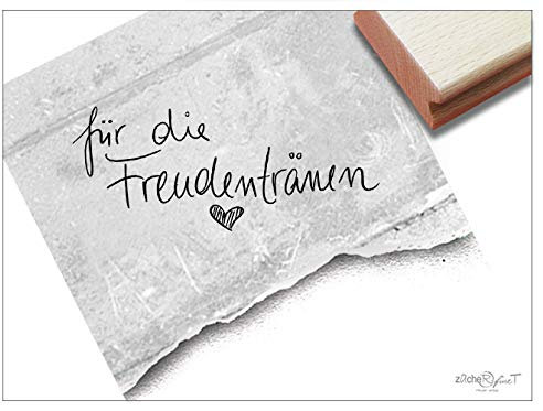 Stempel Textstempel FÜR DIE FREUDENTRÄNEN Handschrift mit Herz - Schriftstempel Glückwünsche Hochzeit, Karten Gastgeschenke Tischdeko- zAcheR-fineT