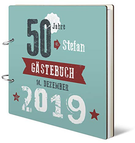 Runder Geburtstag Gästebuch individuell bedruckt 215x215mm inkl. 144 Naturpapier Innenseiten 50 Jahre - Retro Geburtsjahr