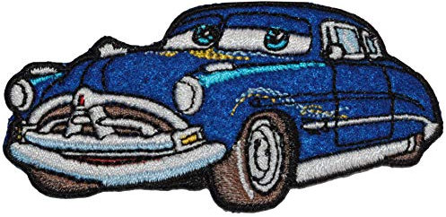 alles-meine.de GmbH Bügelbild - Cars - Auto - Doc Hudson - 8,2 cm * 4 cm - Mc Queen Auto Car blau Kinder/Lightning McQueen - Aufnäher Applikation