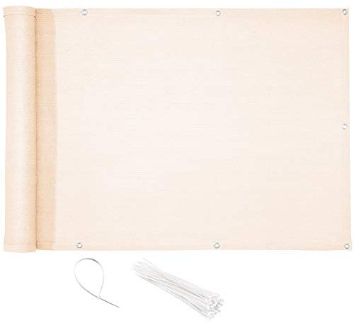 CelinaSun Brise-Vue Balcon 0,75 x 3 m HDPE Blanc crème Brise-Vue pour Balcon paravent bâche Jardin Balcon œillets Serre-câbles résistant aux intempéries